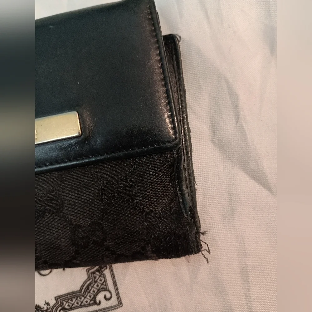 GUCCI W Hook Wallet GG Canvas Canvas x Leather Authentic